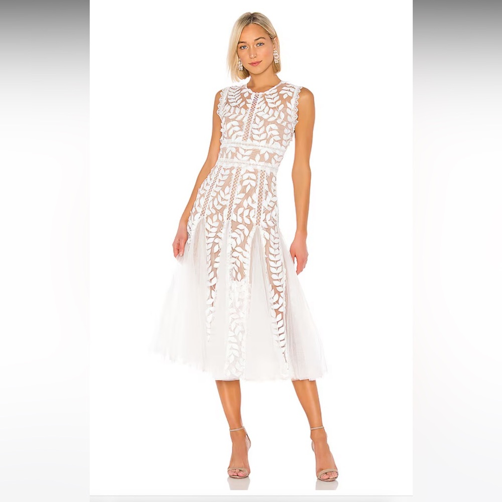 Bronx and Banco White Lace Saba Midi Dress